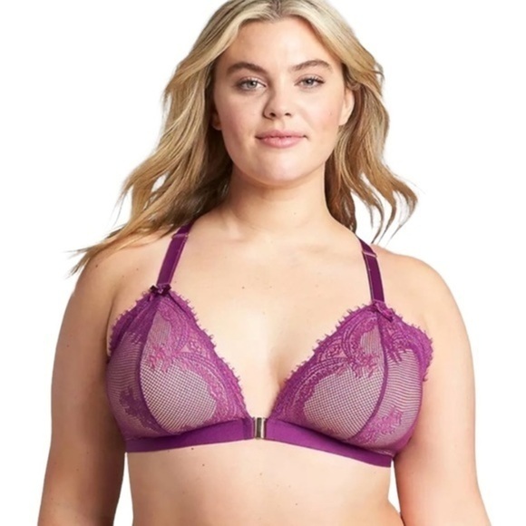 Lane Bryant Lace Triangle Front-Close Unlined No-Wire Bra - Picture 1 of 7